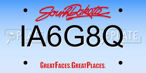 IA6G8Q South Dakota License Plate