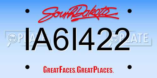 IA6I422 South Dakota License Plate