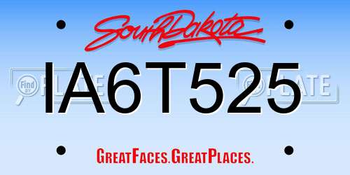 IA6T525 South Dakota License Plate