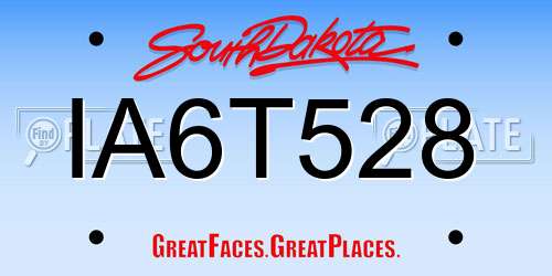 IA6T528 South Dakota License Plate