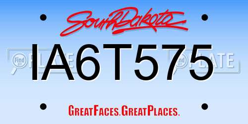 IA6T575 South Dakota License Plate
