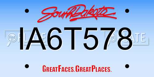 IA6T578 South Dakota License Plate
