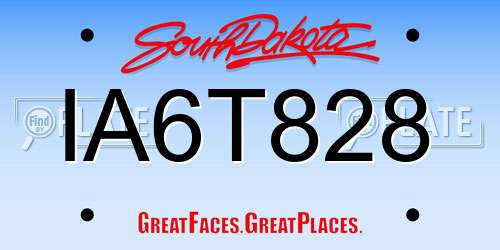 IA6T828 South Dakota License Plate