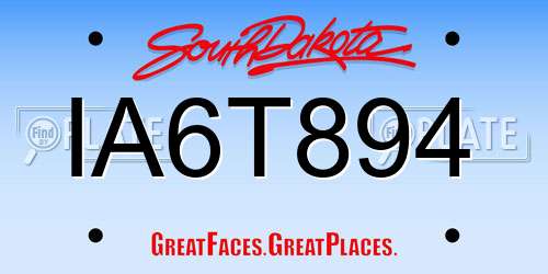 IA6T894 South Dakota License Plate