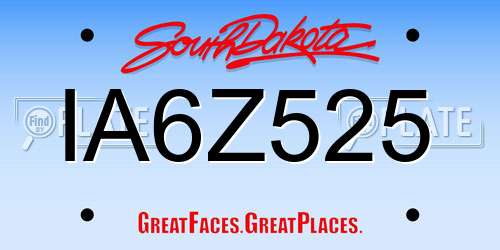 IA6Z525 South Dakota License Plate