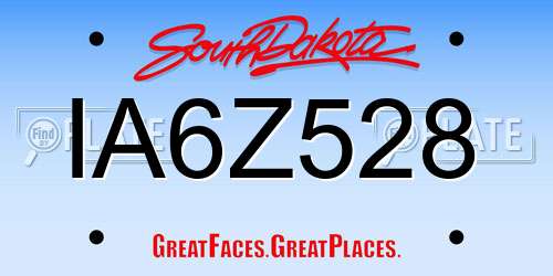 IA6Z528 South Dakota License Plate