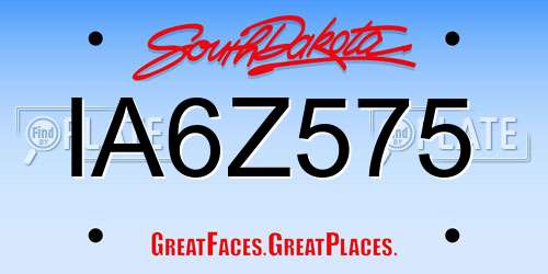 IA6Z575 South Dakota License Plate