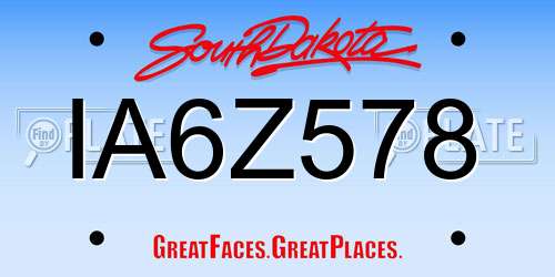 IA6Z578 South Dakota License Plate
