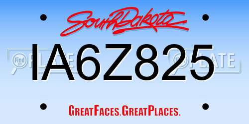 IA6Z825 South Dakota License Plate