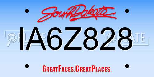IA6Z828 South Dakota License Plate