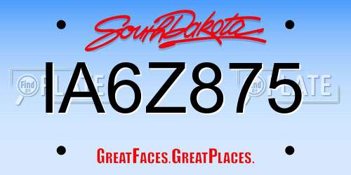 IA6Z875 South Dakota License Plate