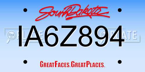 IA6Z894 South Dakota License Plate