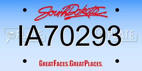 IA70293 South Dakota License Plate