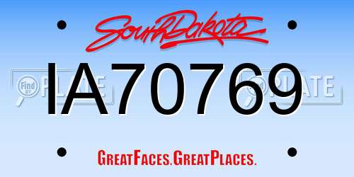 IA70769 South Dakota License Plate