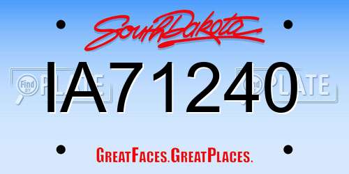 IA71240 South Dakota License Plate