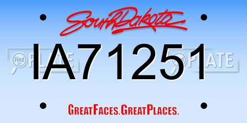 IA71251 South Dakota License Plate