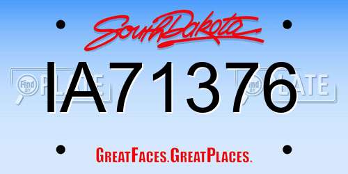 IA71376 South Dakota License Plate