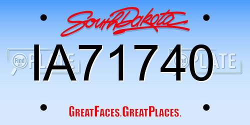 IA71740 South Dakota License Plate