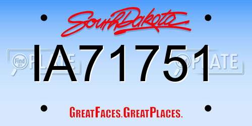 IA71751 South Dakota License Plate