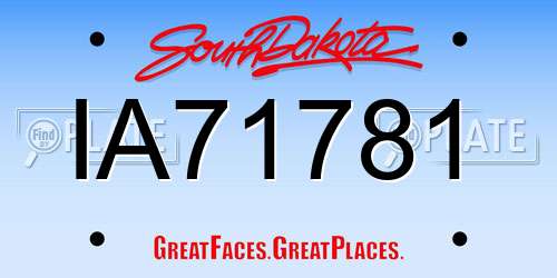 IA71781 South Dakota License Plate