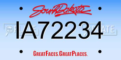 IA72234 South Dakota License Plate