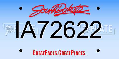 IA72622 South Dakota License Plate