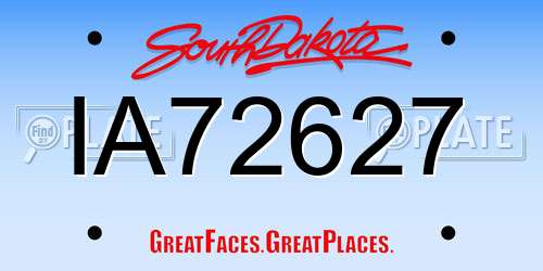 IA72627 South Dakota License Plate