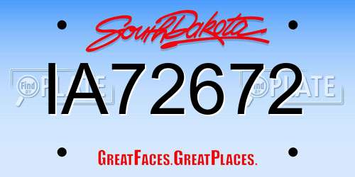 IA72672 South Dakota License Plate