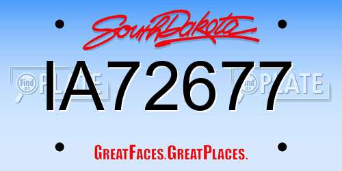 IA72677 South Dakota License Plate