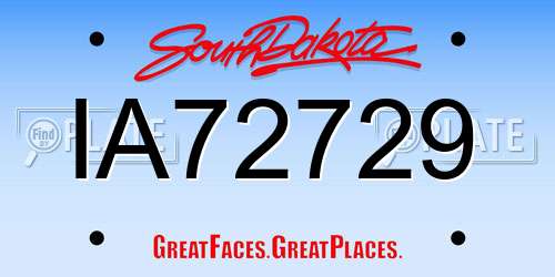 IA72729 South Dakota License Plate