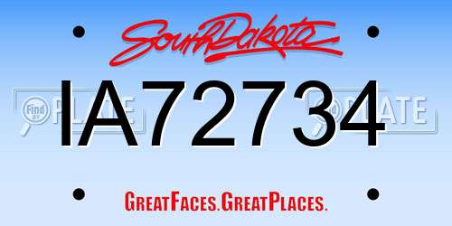 IA72734 South Dakota License Plate