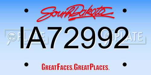 IA72992 South Dakota License Plate
