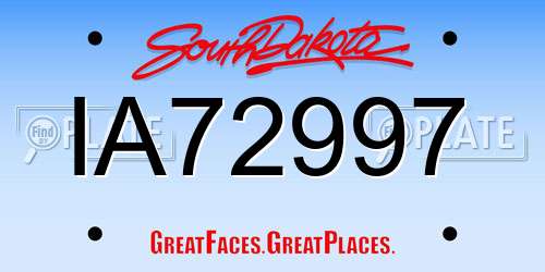 IA72997 South Dakota License Plate
