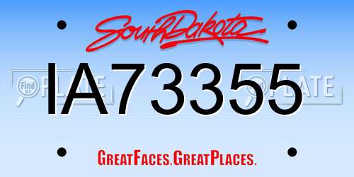 IA73355 South Dakota License Plate