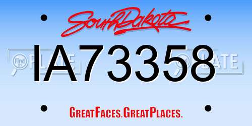 IA73358 South Dakota License Plate