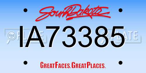 IA73385 South Dakota License Plate