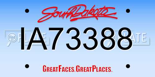 IA73388 South Dakota License Plate