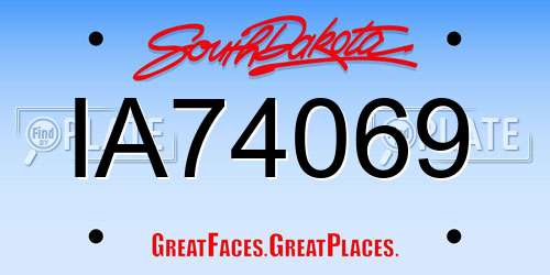 IA74069 South Dakota License Plate
