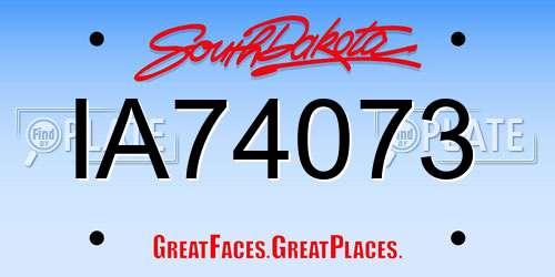 IA74073 South Dakota License Plate