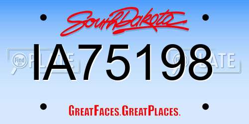 IA75198 South Dakota License Plate