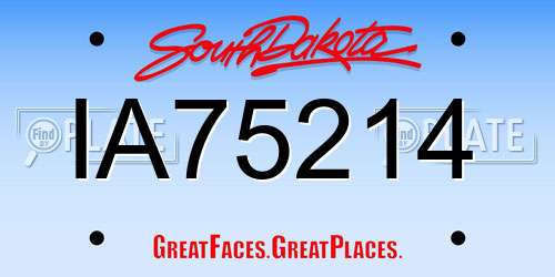 IA75214 South Dakota License Plate