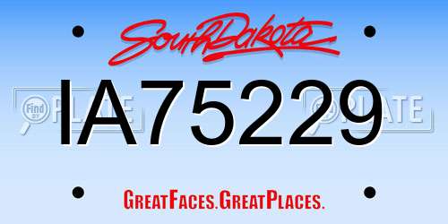 IA75229 South Dakota License Plate