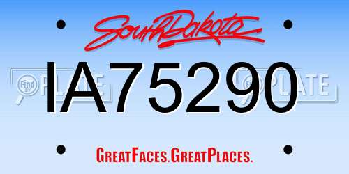 IA75290 South Dakota License Plate