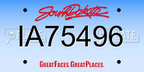 IA75496 South Dakota License Plate