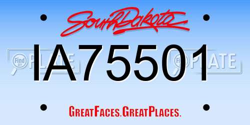 IA75501 South Dakota License Plate