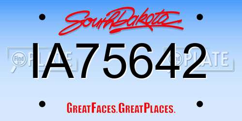 IA75642 South Dakota License Plate
