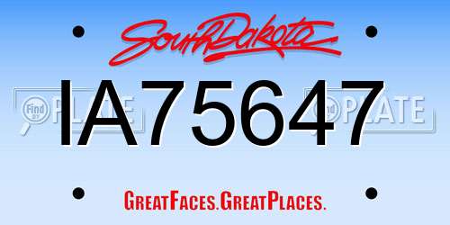 IA75647 South Dakota License Plate