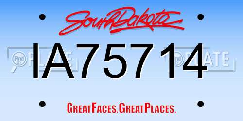 IA75714 South Dakota License Plate