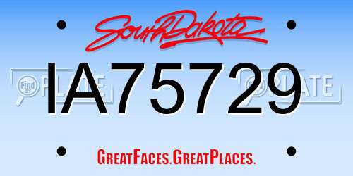 IA75729 South Dakota License Plate