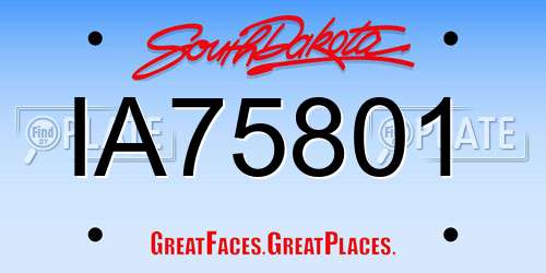 IA75801 South Dakota License Plate